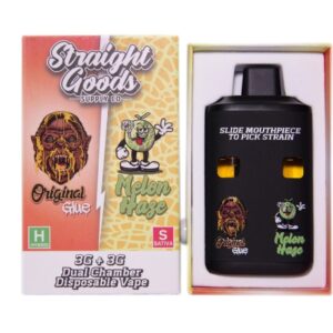 Straight Goods Supply Co. 6 Gram Dual Chamber Disposable Vapes – Original Glue + Melon Haze THC Distillate